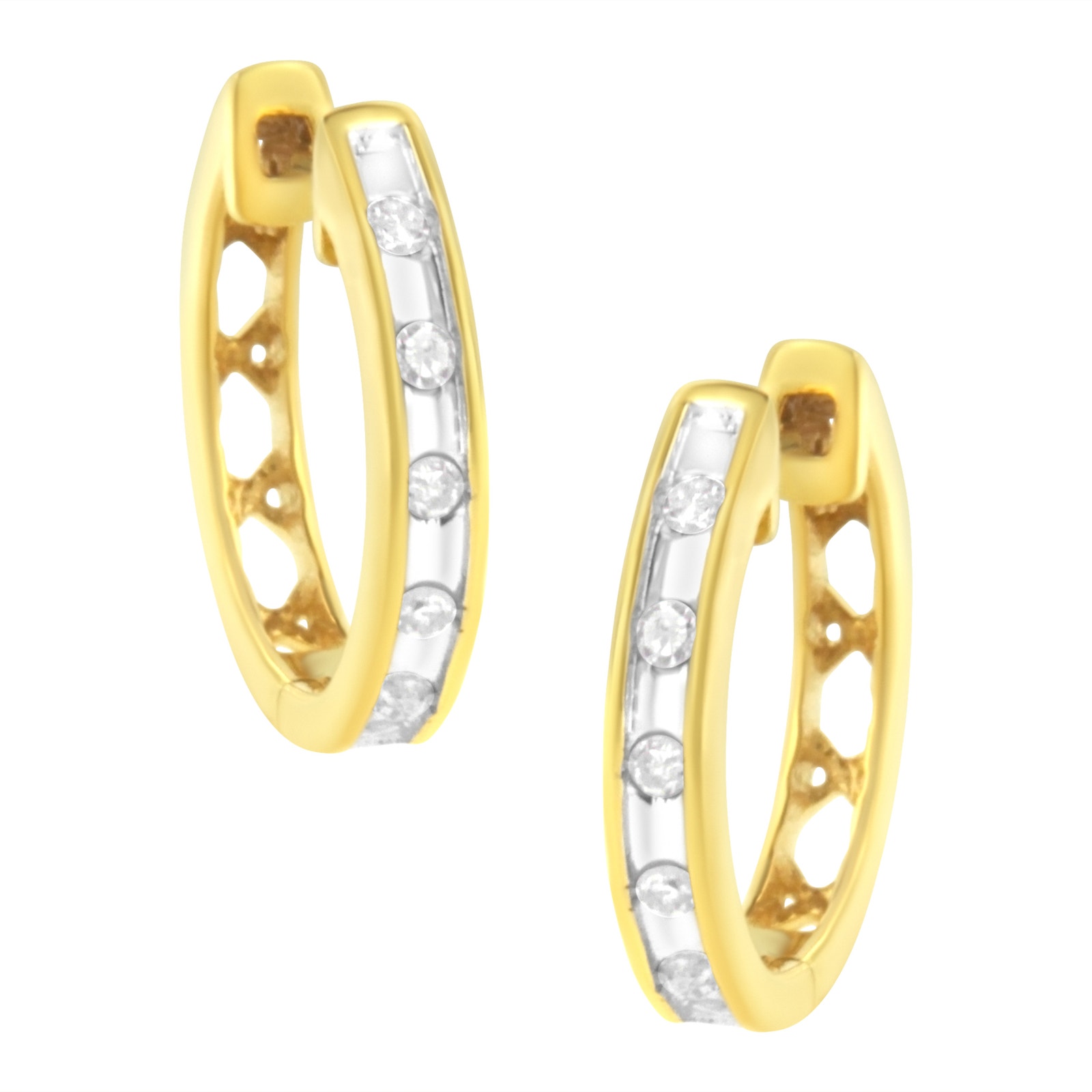 Haus Of Brilliance 10k Yellow Gold Plated Diamond Accent Hoop Earrings